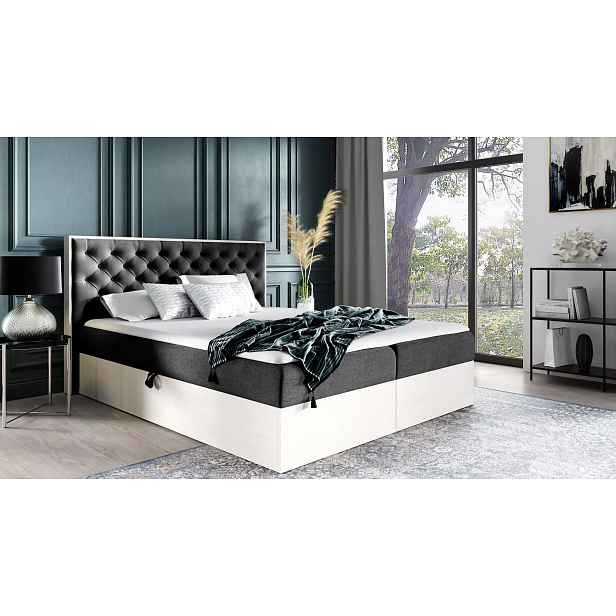 Manželská postel 200x220 CHANTELLE 3 - nordic teak / grafitová + topper ZDARMA