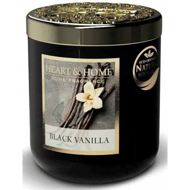 Velká Svíčka Heart & Home Černá Vanilla Sójová Vonná Svíčka