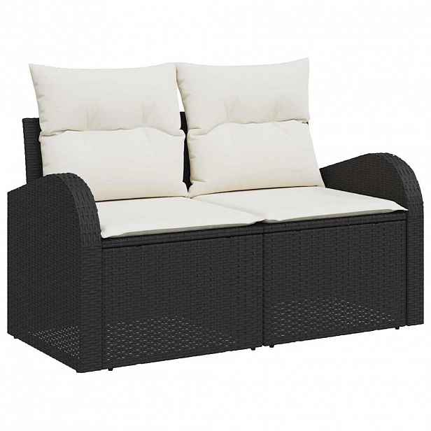 vidaXL Zahradní sofa s polštářem Černá 124 x 62 x 69cm polyratan