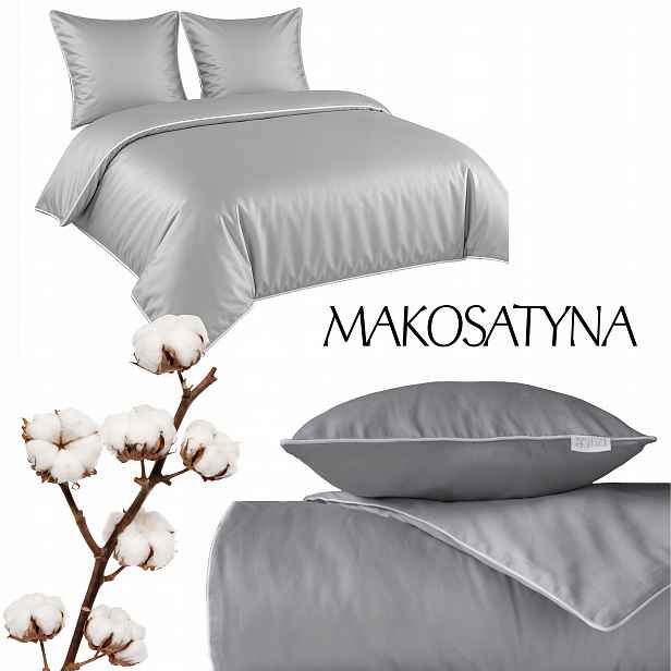 Povlečení Pure z bavlněného makosatinu 220x200 Světle šedá Premium