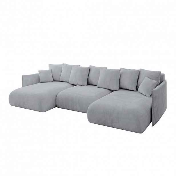 ALTDECOR SEDACÍ SOUPRAVA s funkcí lůžka a úložným prostorem pod postelí ONESK-U 317x177x72 světle šedý velur