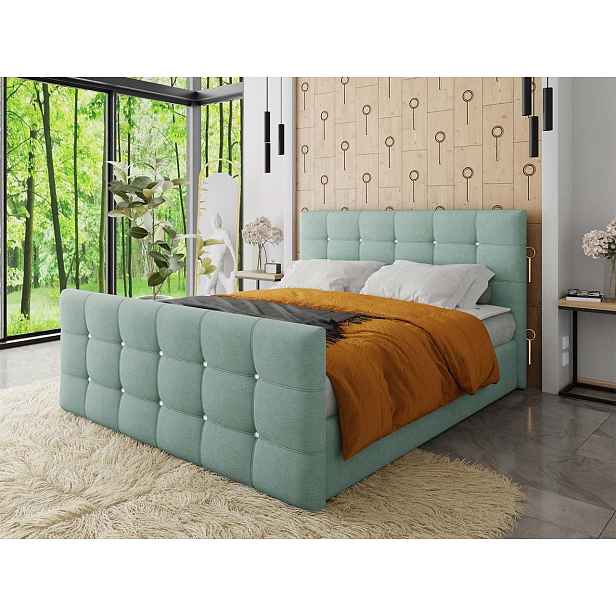 Americká manželská postel 160x200 TORNIO - tyrkysová + topper ZDARMA
