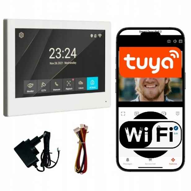 Přídavný monitor 7″ WiFi Tuya pro videotelefon, 2-vodičové připojení