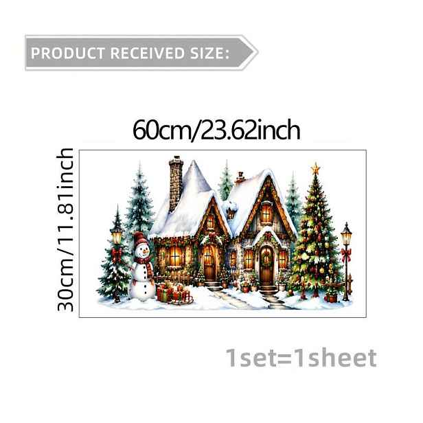 TEMU 1 ks 2D plochý , vánoční okenní samolepka, okenní nálepka, skleněná nástěnná , okenní květinová vánoční sněhová , cedule s vánočním stromkem,
