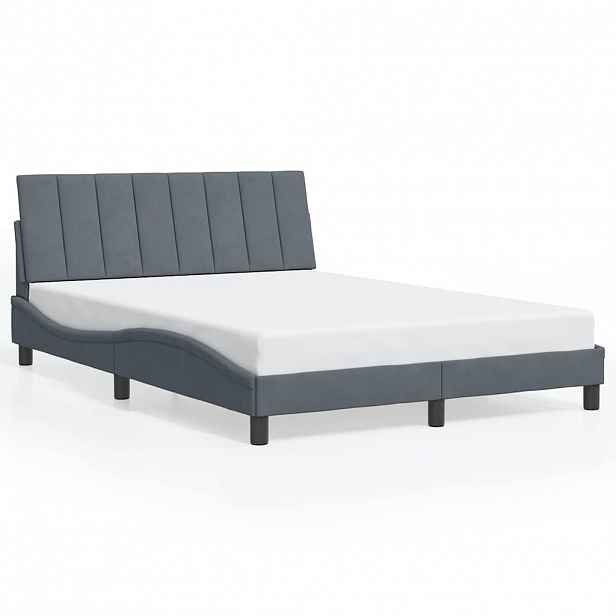 vidaXL Rám postele bez matrace Hanko tmavě šedá 120 x 200 cm samet
