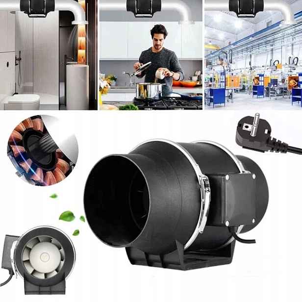 Kanálový Ventilátor Tichý průmyslový odtahový pro garáž Výkonný
