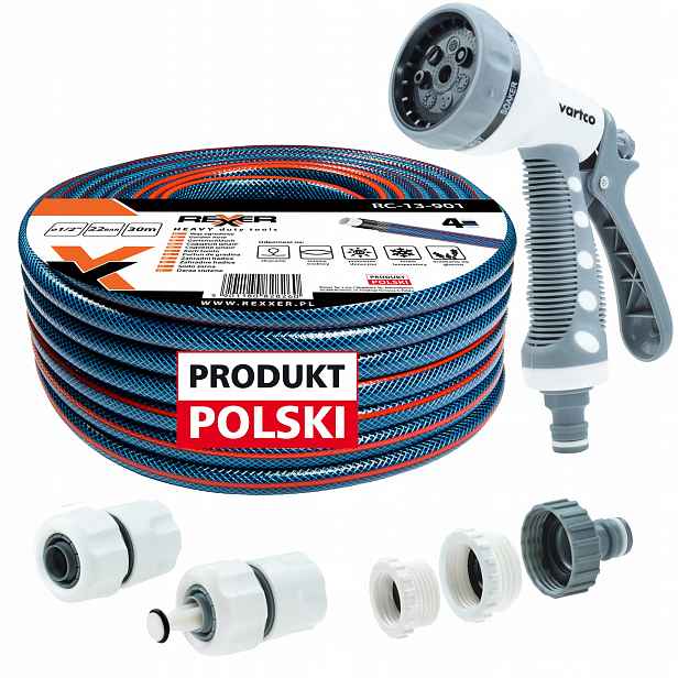 Hadice 1/2" 30 m 4 Vrstvená Spojky Pistole Polský