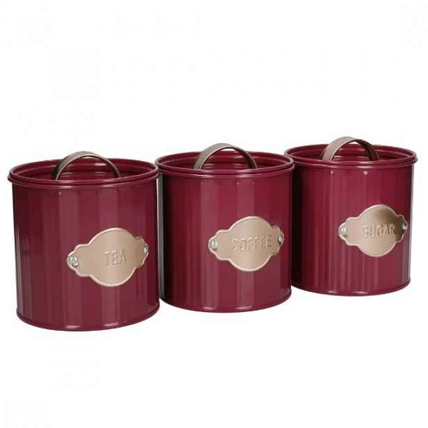 Sada 3 nádob na čaj, kávu a cukr, 1L, Burgundy - Kitchen Craft