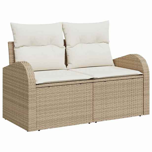vidaXL Zahradní sofa s polštářem Béžová 124 x 62 x 69cm polyratan