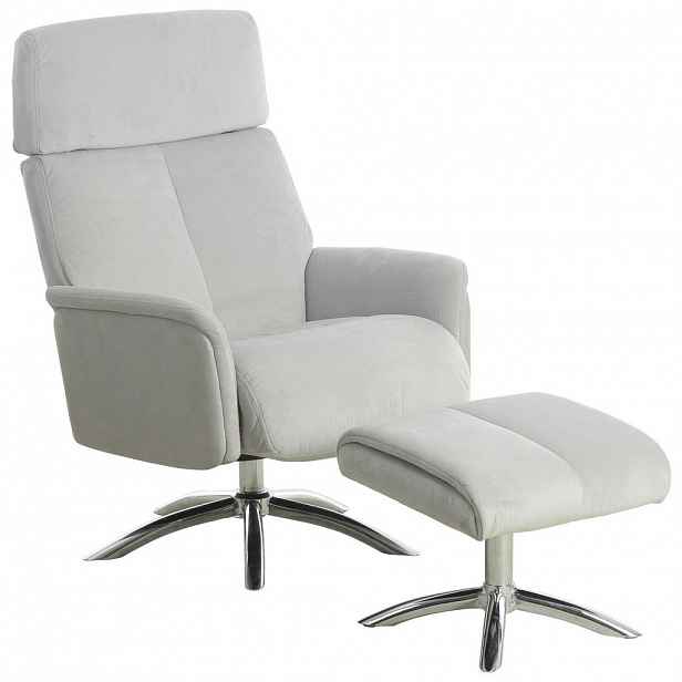 P & B RELAXAČNÍ KŘESLO S TABURETEM, textil, šedá