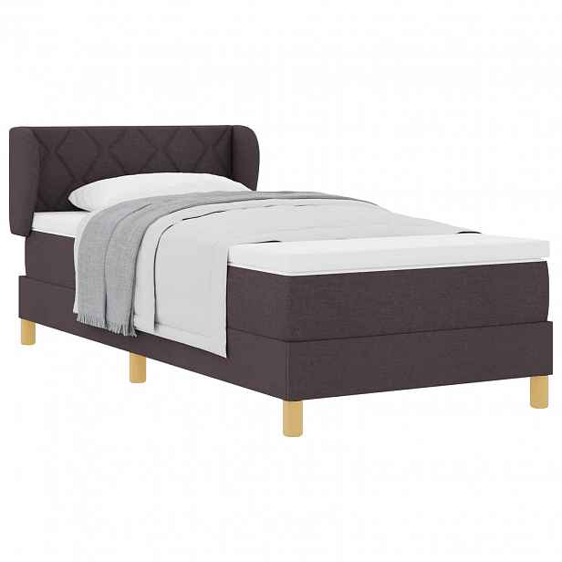 vidaXL Postel s boxspringem s čelo Tmavě hnědá 90 x 190 cm textil