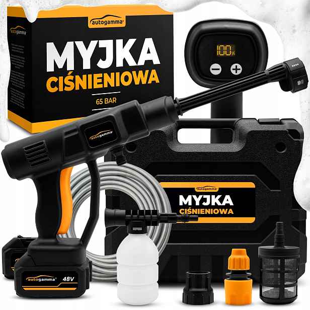 Akumulátorová tlaková myčka 2x Aku 65 bar 48 V 4AH Multifunkční tryska