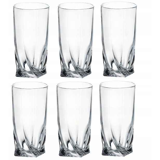 Bohemia Quadro Sada 6 dlouhých sklenic na nápoje 350 ml křišťál