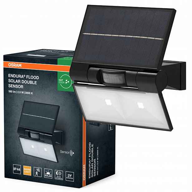 Solární Led reflektor Snímač pohybu 2.9W 380lm 3000K Stmívatelný IP44