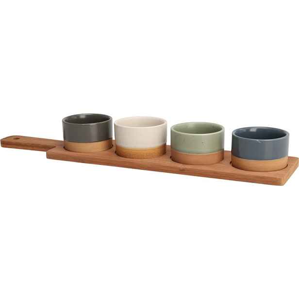 EXCELLENT HOUSEWARE Sada misek na pochutiny servírovací s prkénkem 4 ks KO-210001100