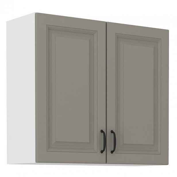 Horní kuchyňská skříňka SOPHIA - šířka 80 cm, světle šedá / bílá