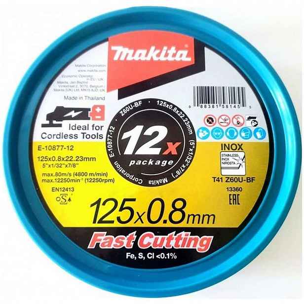 Makita - Sada řezných kotoučů na nerezovou ocel 125x22,23 mm, 12 ks E-22953-12