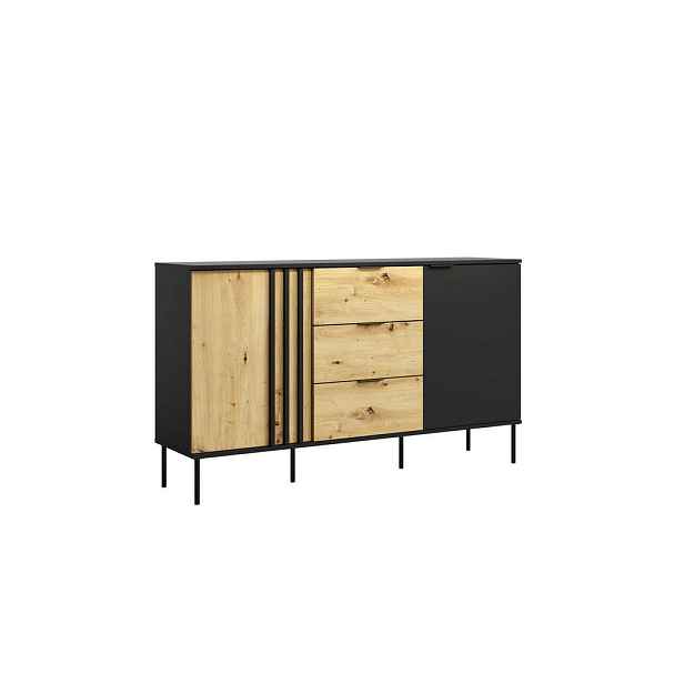 MASSENO KOMODA MERIDIAN, 165,1/92/40 cm se 3 zásuvkami a 2 dvířky, dekor dub