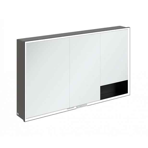 Villeroy & Boch My View+ - Zrcadlová skříňka s LED osvětlením 130x75x17 cm, 3 dvířka, matná černá B4811300
