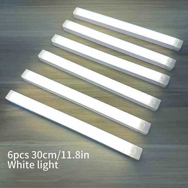 TEMU 6ks LED světla s pohybovým senzorem, USB dobíjecí LED světla do skříně, pro osvětlení pracovní desky, kuchyně, ložnice, šatní skříně, úložné