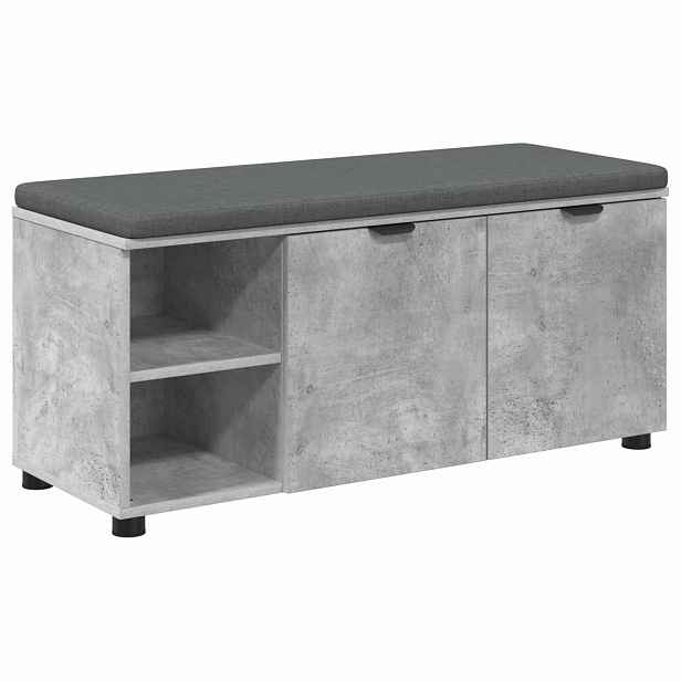 vidaXL Chodbičková lavice s polštářem Betonově Šedá 100 x 38 x 46 cm