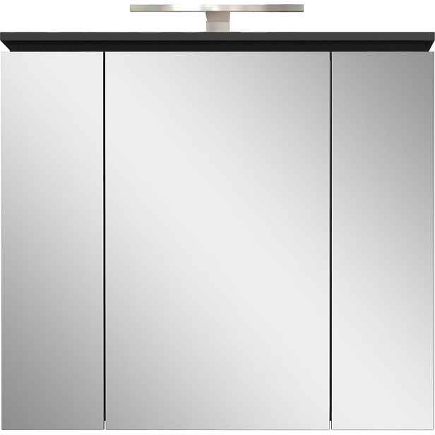 Antracitová koupelnová skříňka se zrcadlem a osvětlením 76x74 cm Modesto – Germania