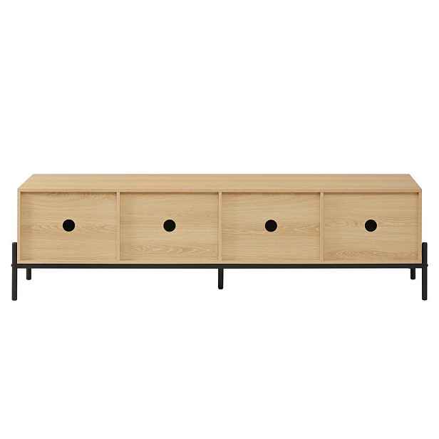 Modenvie NÍZKÁ komoda z MDF, 163,5/40/45 cm, přírodní barva, 4 dvířka