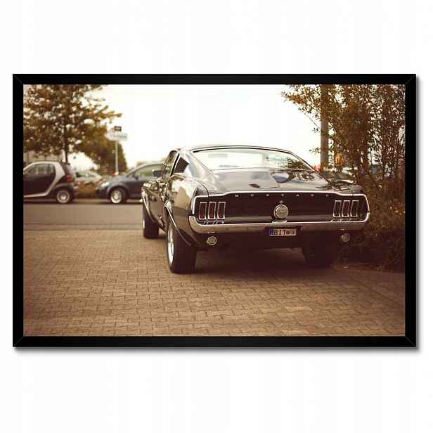 Plakáty v rámu 60x40 Ford Mustang černo-bílé