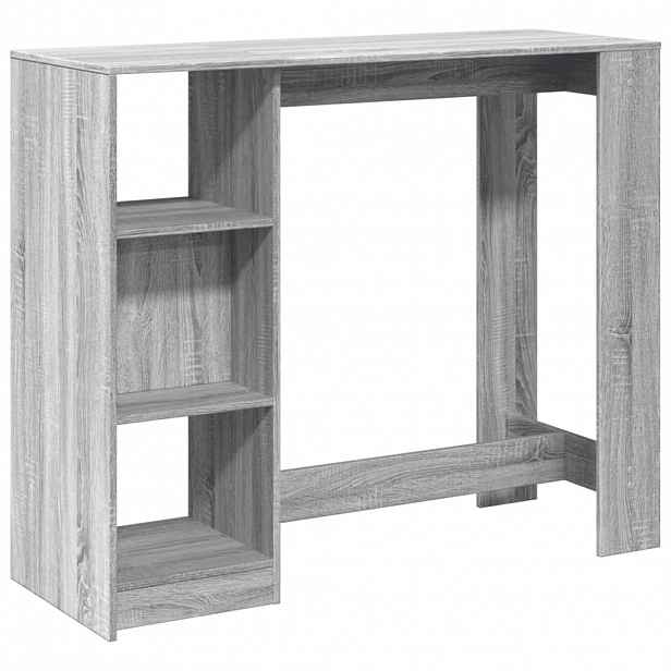 vidaXL Barový stůl s policí šedý sonoma 124 x 46 x 103,5 cm kompozit