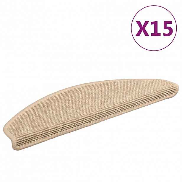 vidaXL Schodové rohože 15 ks 65 x 21 x 4 cm světle béžové, půlkulaté, velké