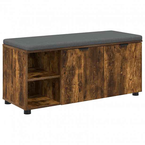 vidaXL Chodbičková lavice s polštářem Uzený Dub 100 x 38 x 46 cm