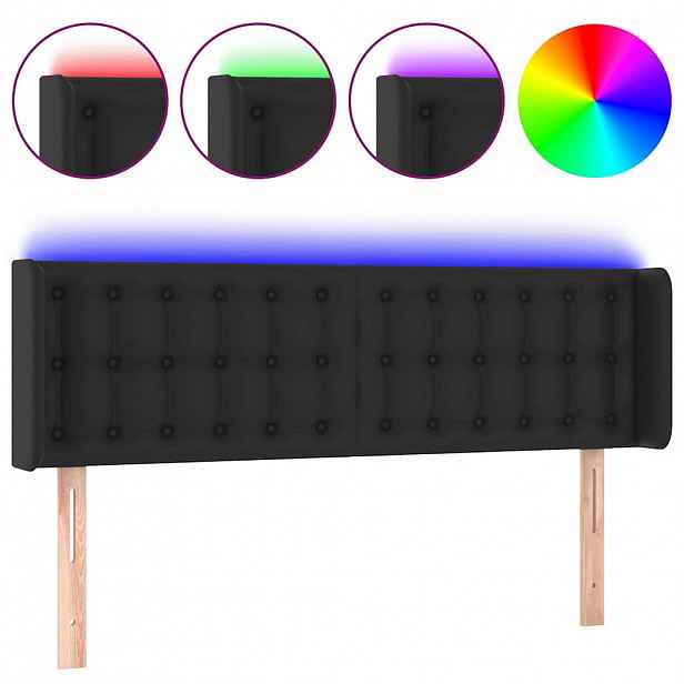 vidaXL Čelo postele s LED černé 147 x 16 x 78/88 cm umělá kůže