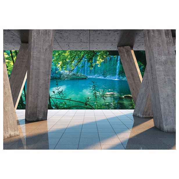 Fototapeta Vodopád příroda relaxace perspektiva zeleně sloupy 254x184 lepidlo