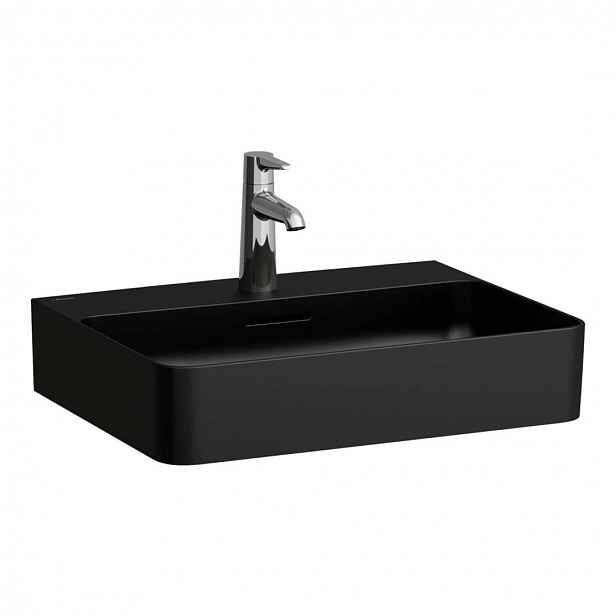 Laufen VAL - Umyvadlo, 55x42 cm, s přepadem, otvor pro baterii, matná černá H8102827161041