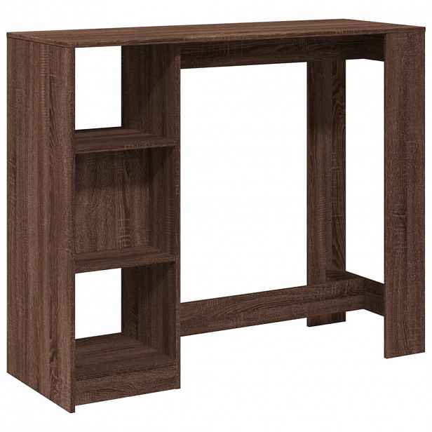 vidaXL Barový stůl s policí hnědý dub 124 x 46 x 103,5 cm kompozit