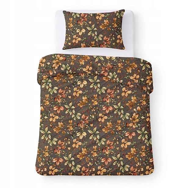 Povlečení bavlněné 140x200 hnědé s podzimními listy Cotton Home