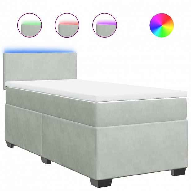 vidaXL Box spring postel s matrací světle šedá 90x190 cm samet