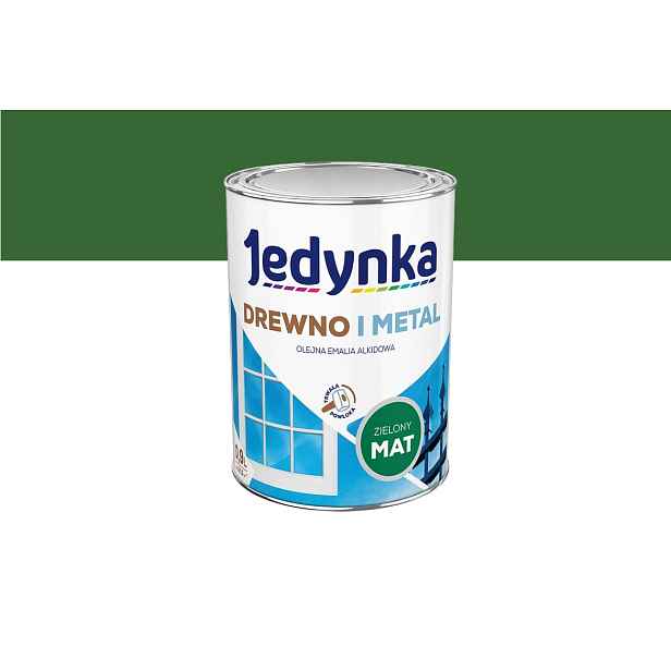 Jedynka Olejová alkydová smaltovaná hmota na dřevo a kov matná zelená 0,9L