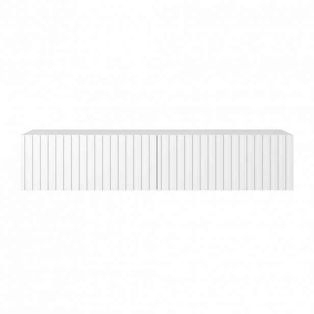 Selsey TV stolek Telire 1 dveře a výklenky bílý s lamelovým čelem 138,6 cm