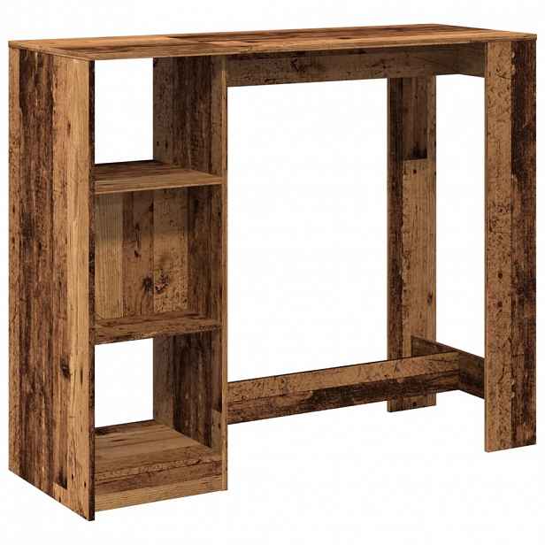 vidaXL Barový stůl s policí old wood 124x46x103,5 cm kompozitní dřevo