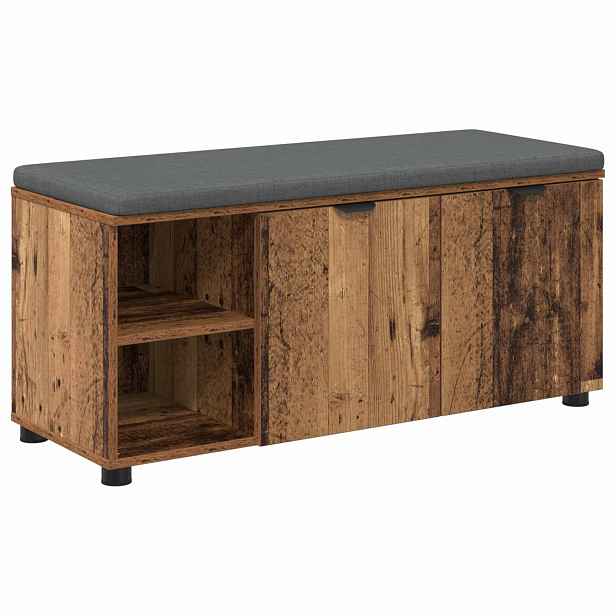 vidaXL Chodbičková lavice s polštářem Staré dřevo 100 x 38 x 46 cm