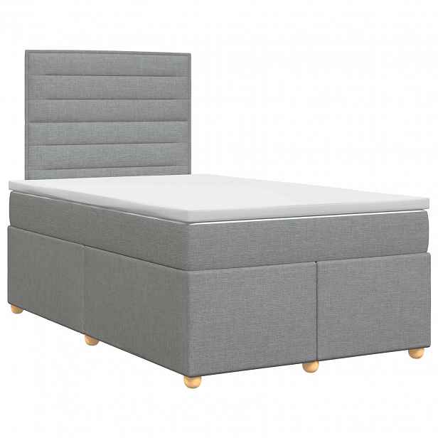 vidaXL Postel boxspring s matrací Světle šedá 120 x 190 cm Textil