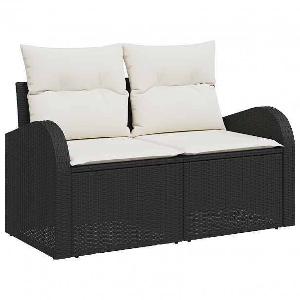 vidaXL Zahradní sofa s polštářem Černá 124 x 62 x 69cm polyratan