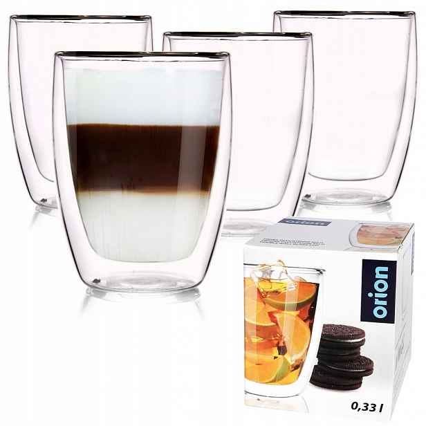 4x Termo sklenice s dvojitou stěnou na latté kávu, čaj, nápoje