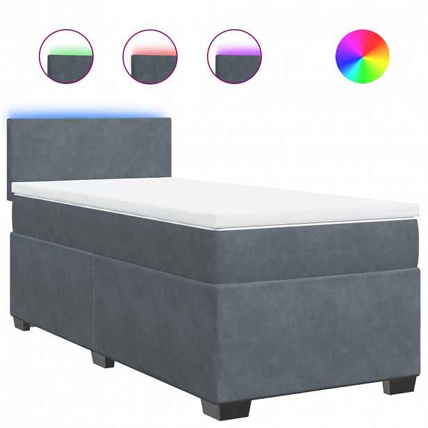 vidaXL Box spring postel s matrací tmavě šedá 90x190 cm samet