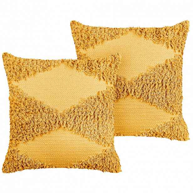 Beliani DEKORATIVNÍ POLŠTÁŘ sada 2 ks Žlutý 45/45 cm Rhoeo