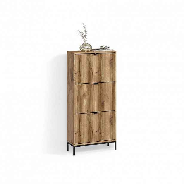 Livinity® BOTNÍK NA BOTY Aterno Dub Viking 60 x 130 cm se 3 sklopnými zásuvkami