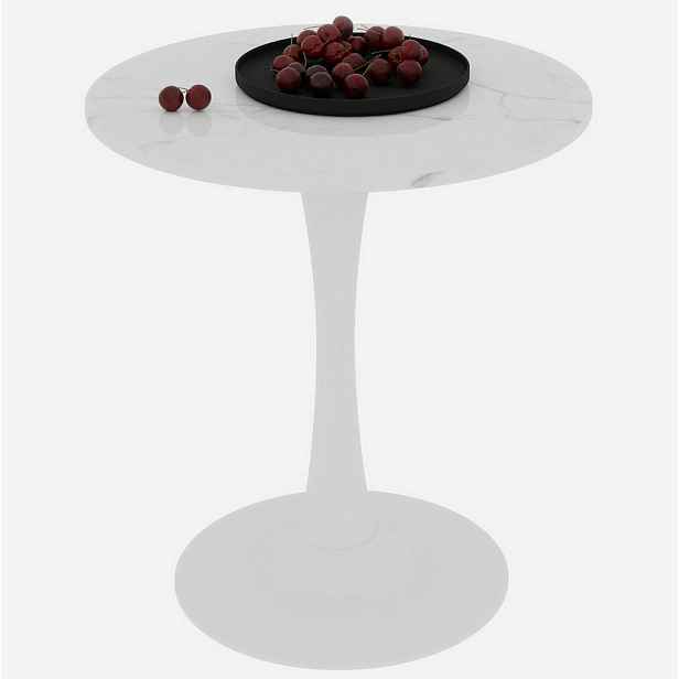 Modfu KONFERENČNÍ stolek z umělého mramoru 70x70x72 cm bílý kulatý v minimalistickém stylu pro 2–4 osoby