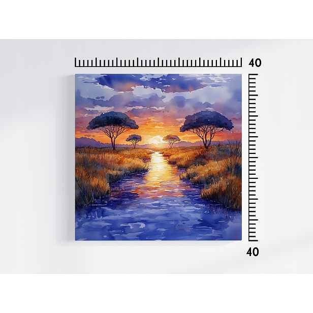 Obraz Na Plátně Canvas Západ Slunce Afrika Savana Řeka Příroda 50x50