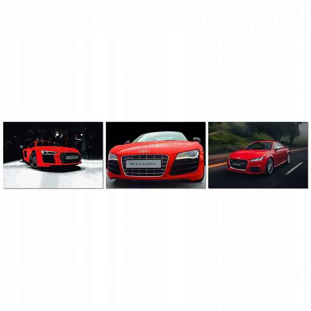 Obrazy 3x 90x60 Triptych Červené Audi